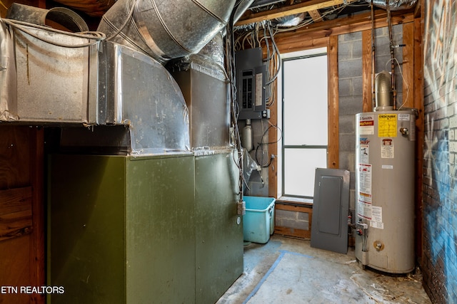 utility room with gas water heater