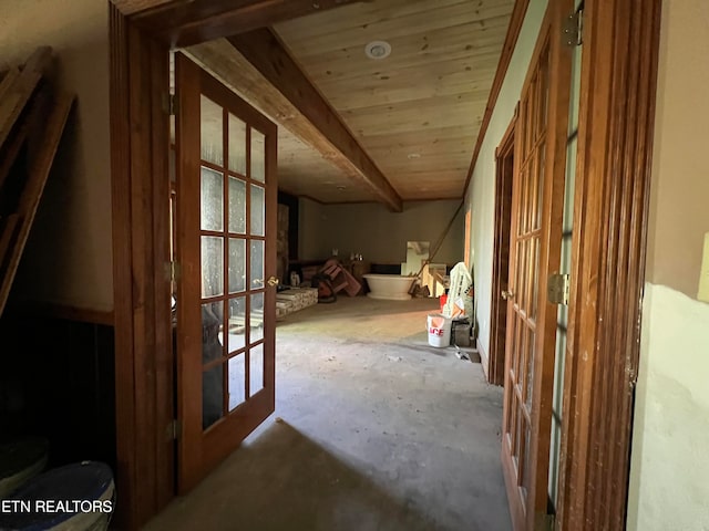 unfurnished bedroom with french doors