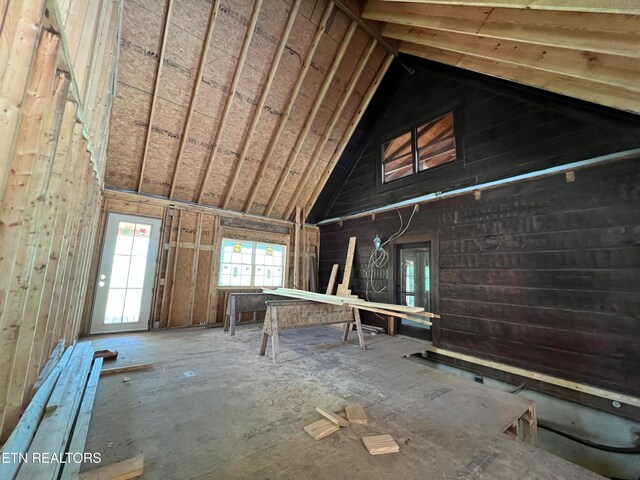 interior space featuring lofted ceiling