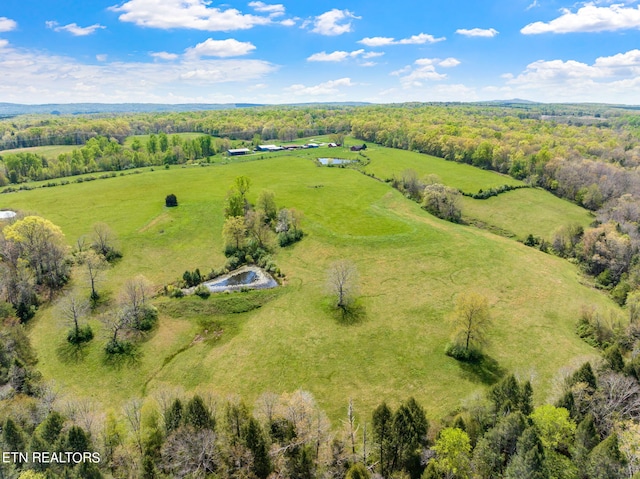 drone / aerial view with a rural view