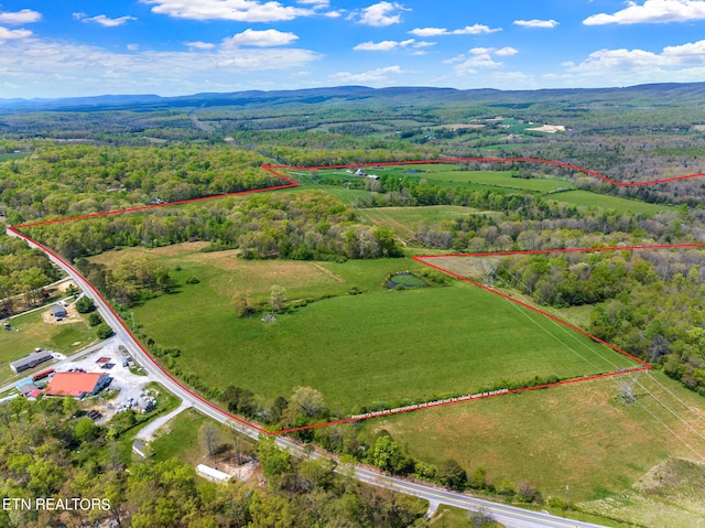 bird's eye view with a rural view