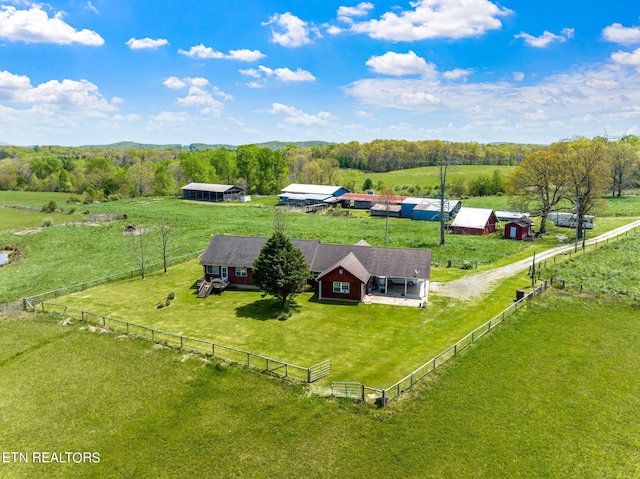 aerial view with a rural view