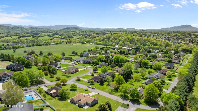 aerial view with a mountain view