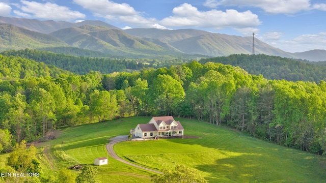 exterior space featuring a mountain view