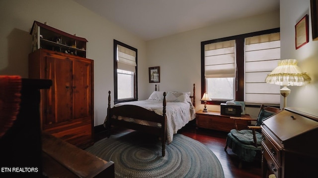 bedroom featuring dark wood-type flooring