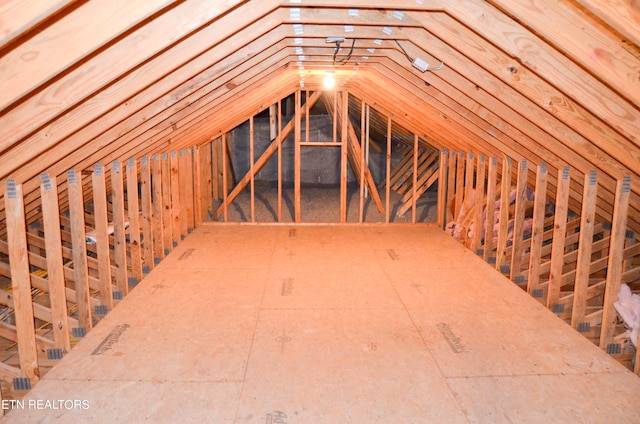 view of unfinished attic