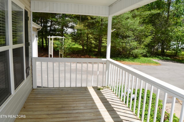 wooden terrace with covered porch