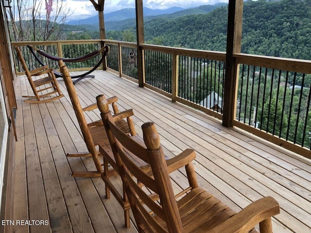 deck featuring a mountain view