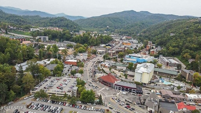 birds eye view of property with a mountain view