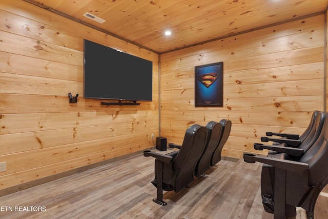 interior space with hardwood / wood-style flooring and wooden ceiling