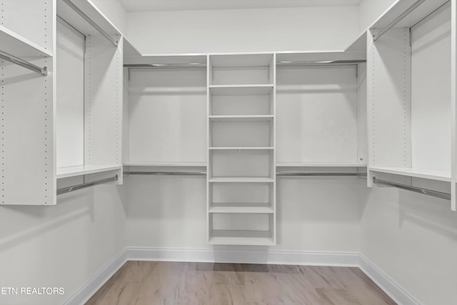 spacious closet with light hardwood / wood-style floors