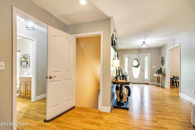 foyer featuring light hardwood / wood-style floors