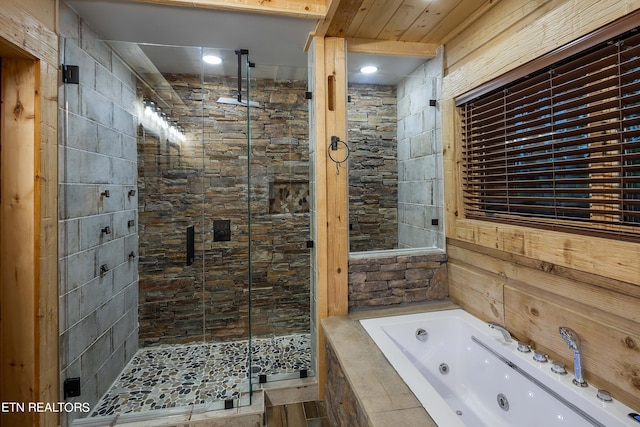 bathroom with independent shower and bath