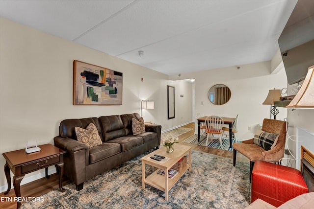 living room with hardwood / wood-style floors