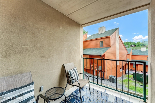 balcony with central AC unit