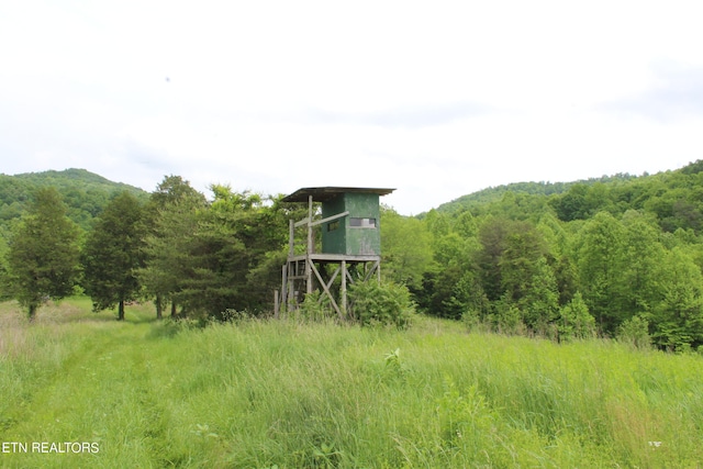 exterior space featuring a mountain view