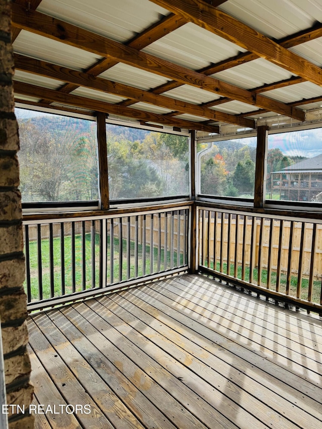 view of unfurnished sunroom