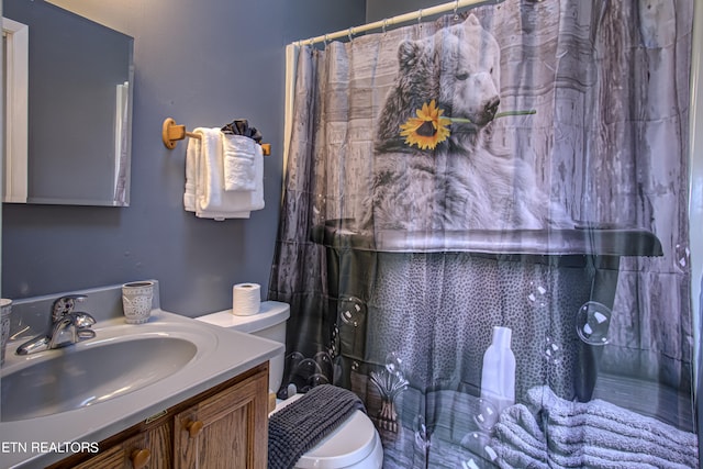 bathroom with toilet and vanity