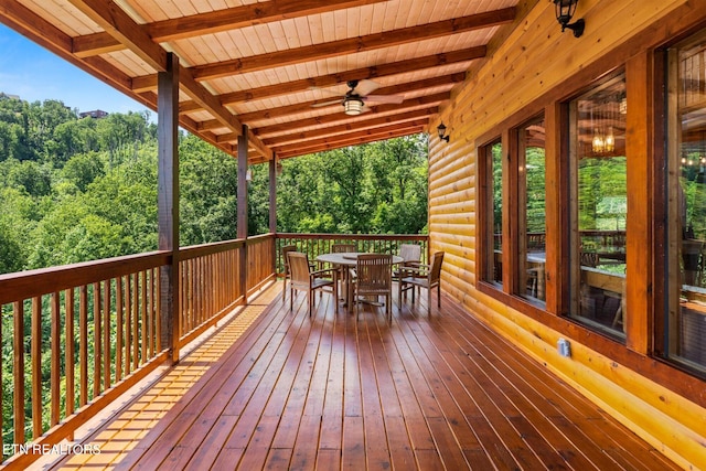 wooden deck with french doors