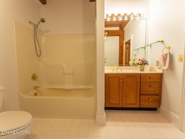 full bathroom featuring tile patterned flooring, toilet, and vanity