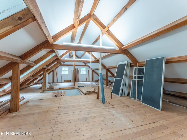 view of unfinished attic