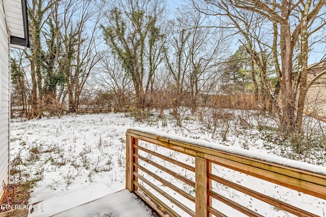 view of yard layered in snow