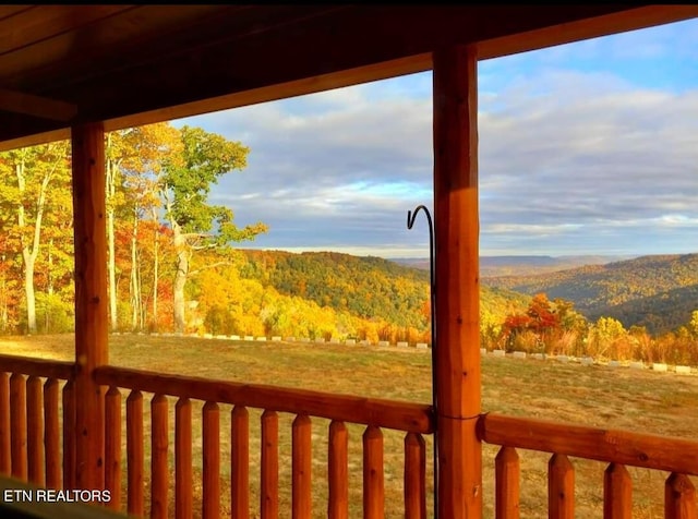 exterior space featuring a mountain view