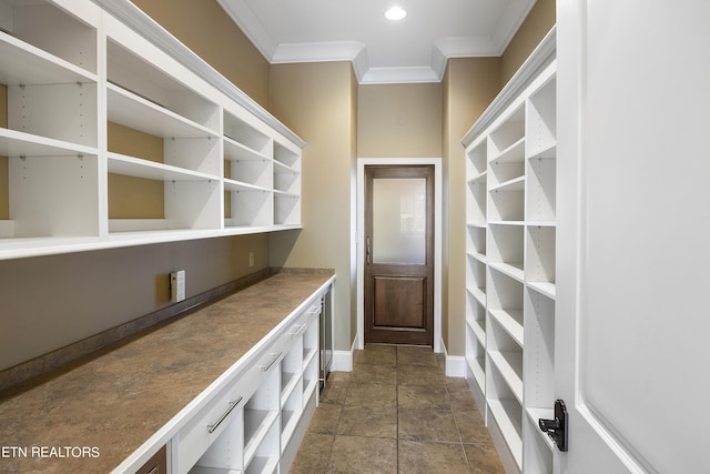 mudroom with ornamental molding