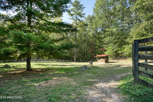 view of yard with an outdoor structure