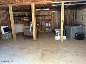 basement featuring heating unit