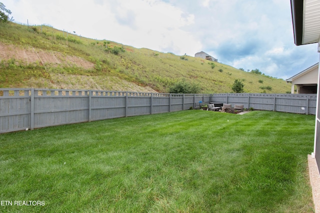 view of yard with a fenced backyard