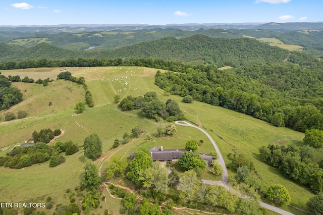 birds eye view of property with a rural view