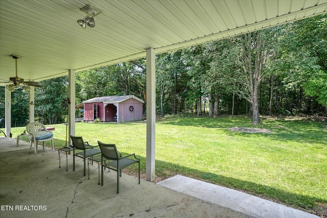 view of patio / terrace with a storage unit