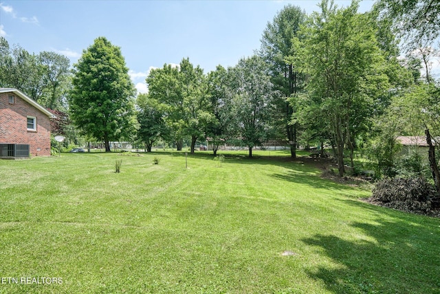 view of yard featuring central AC