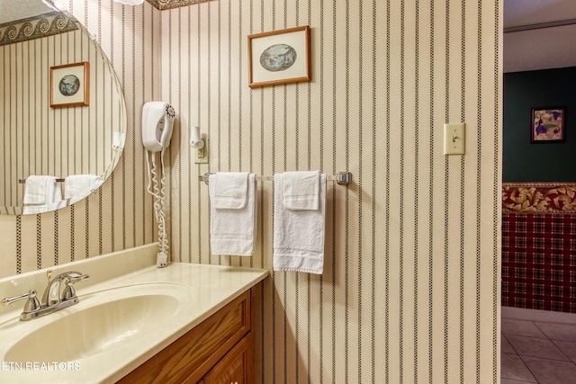 1081 Cove Rd Unit 1012, Sevierville, TN 37876 - bathroom featuring vanity, tile patterned flooring, and wallpapered walls