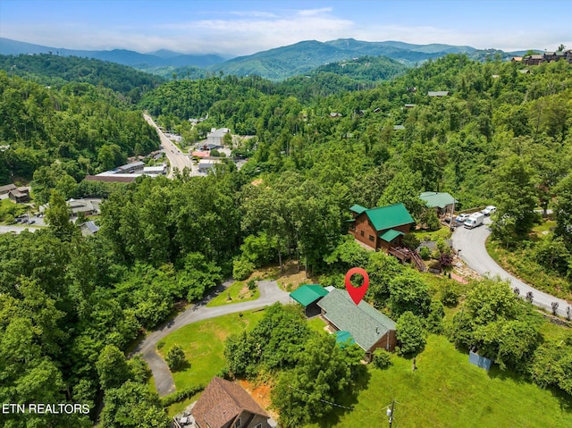 bird's eye view featuring a mountain view