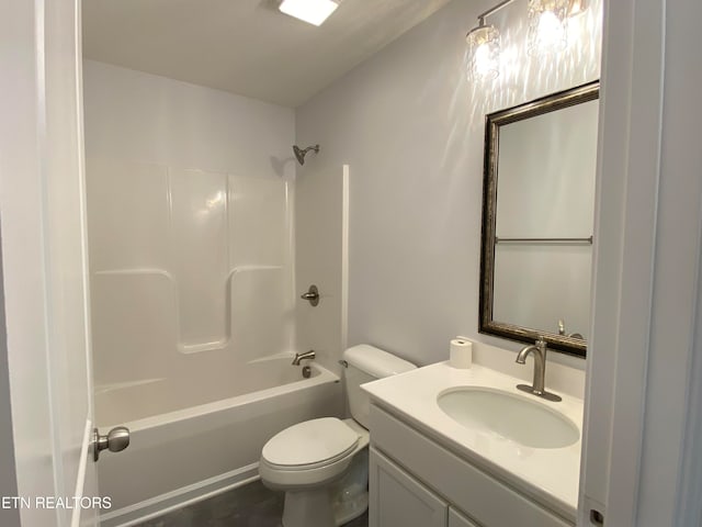 full bathroom with toilet, shower / bath combination, and vanity