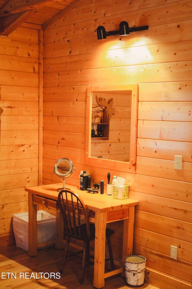 dining area featuring lofted ceiling and wooden ceiling