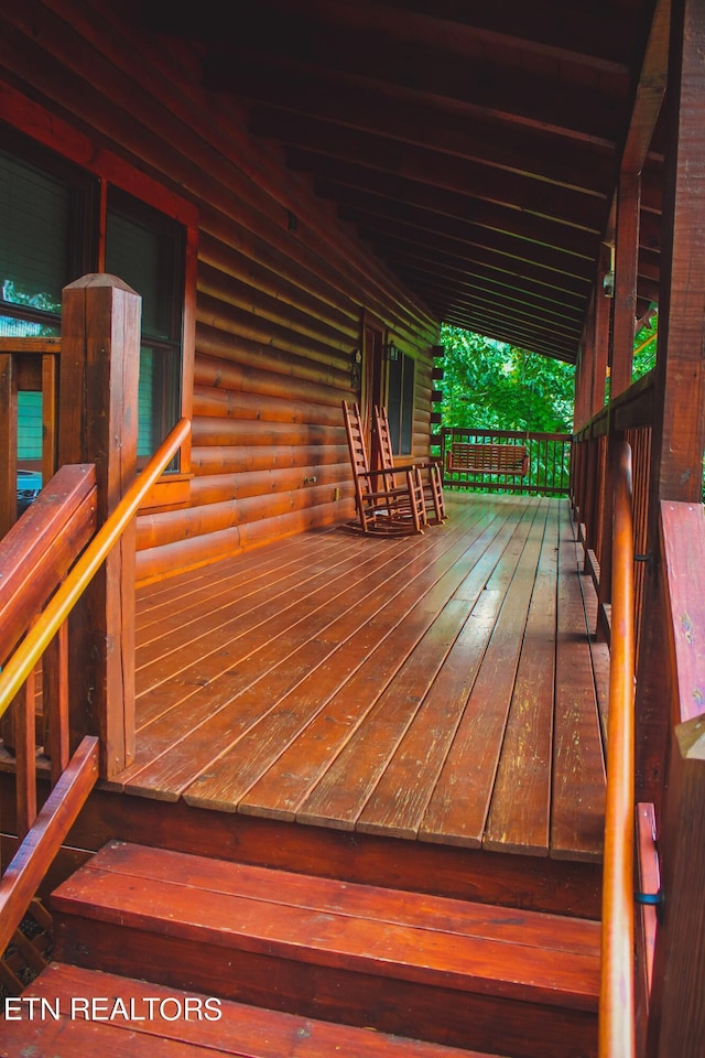 deck with a porch