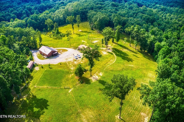 drone / aerial view with a rural view