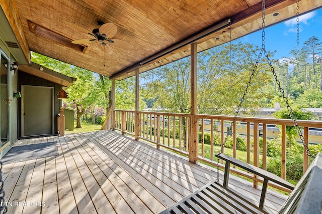 deck featuring ceiling fan