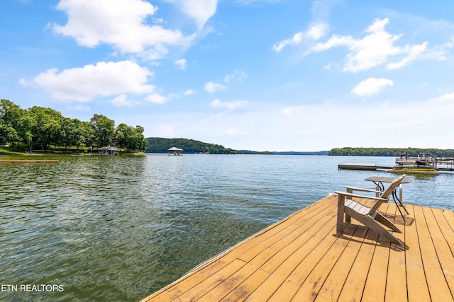 view of dock featuring a water view