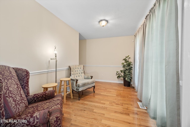 living area featuring light wood-type flooring