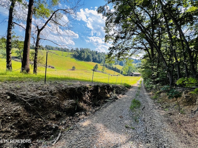 view of road with a rural view