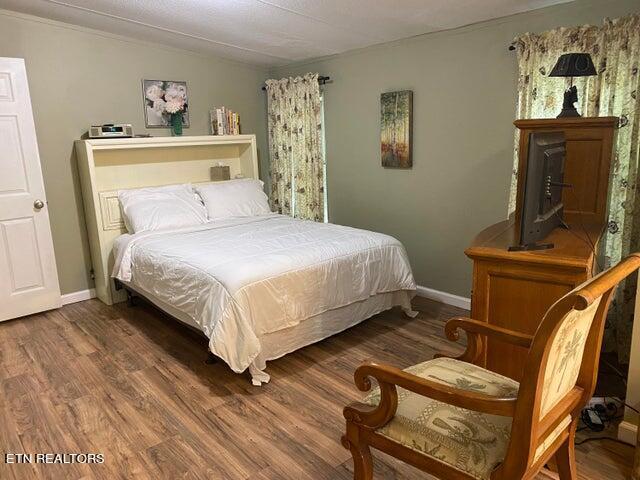 bedroom with hardwood / wood-style floors