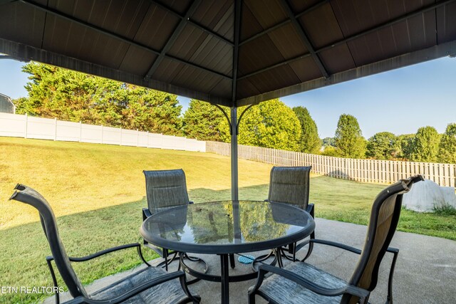 view of patio / terrace featuring a gazebo