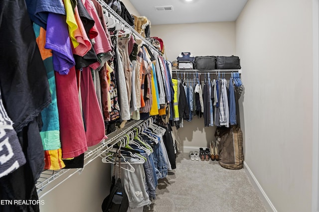 spacious closet with carpet floors