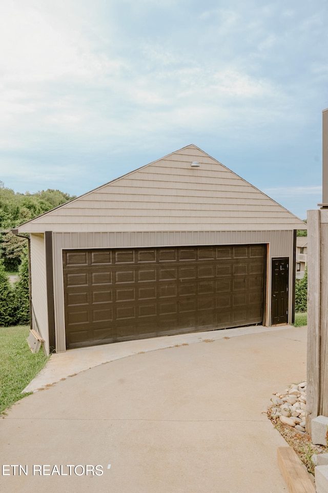 view of garage