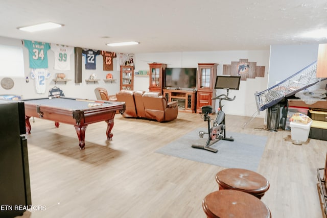 rec room featuring hardwood / wood-style flooring and pool table