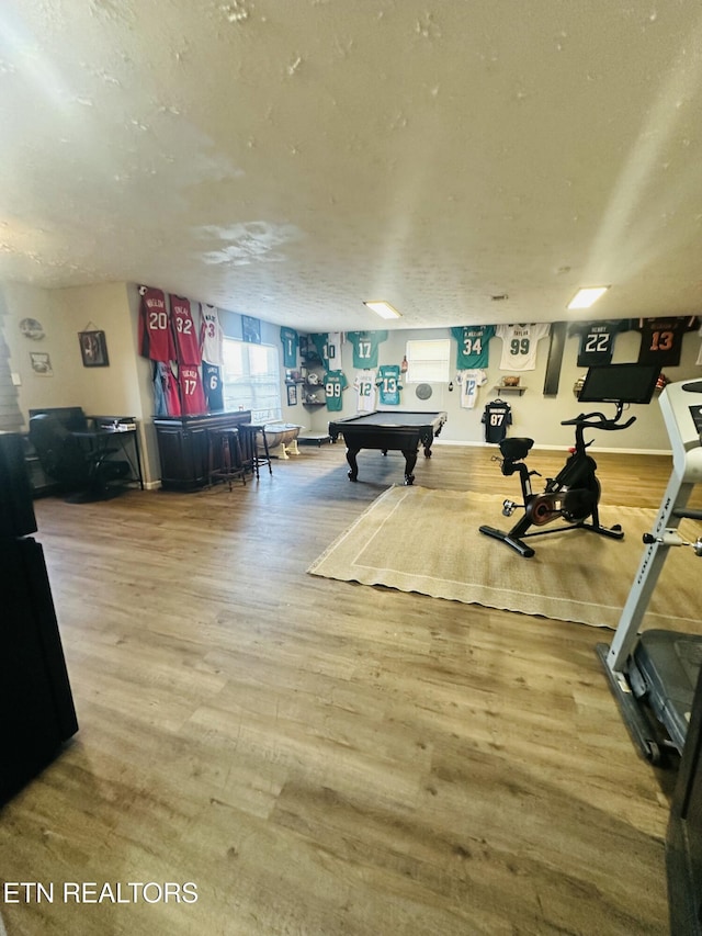 recreation room featuring hardwood / wood-style floors and pool table